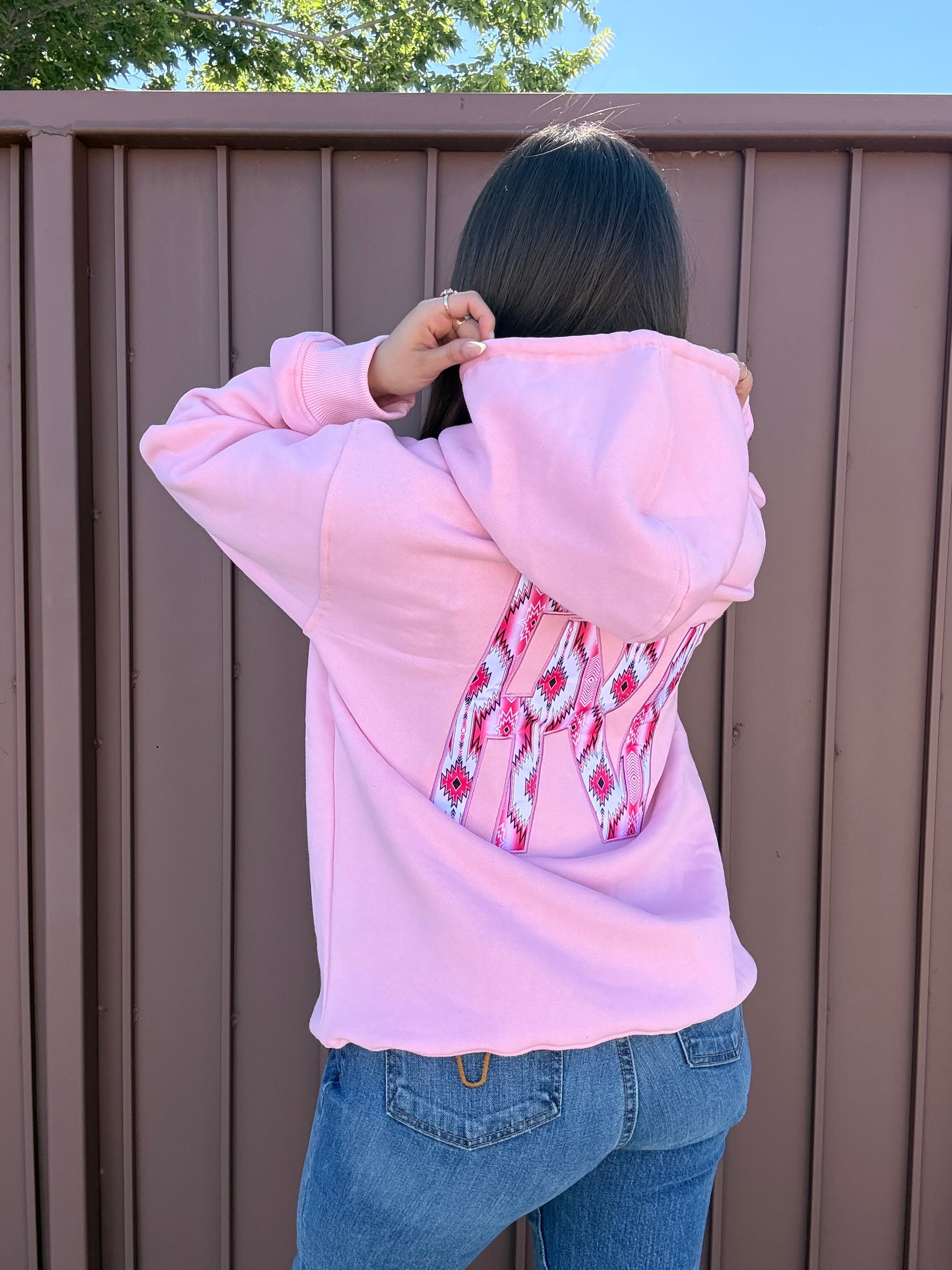 Pink Aztec Print Hoodie